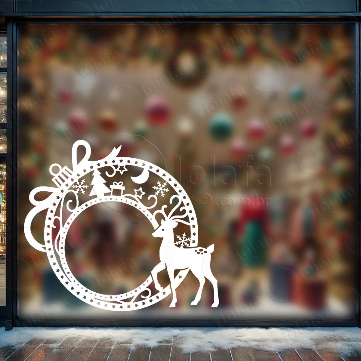 bola de natal com rena adesivos de natal mod:266