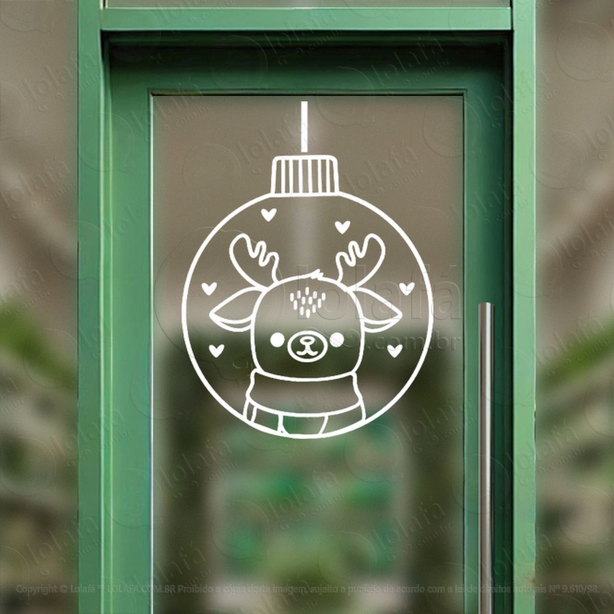 bola de natal com rena adesivos de natal mod:268