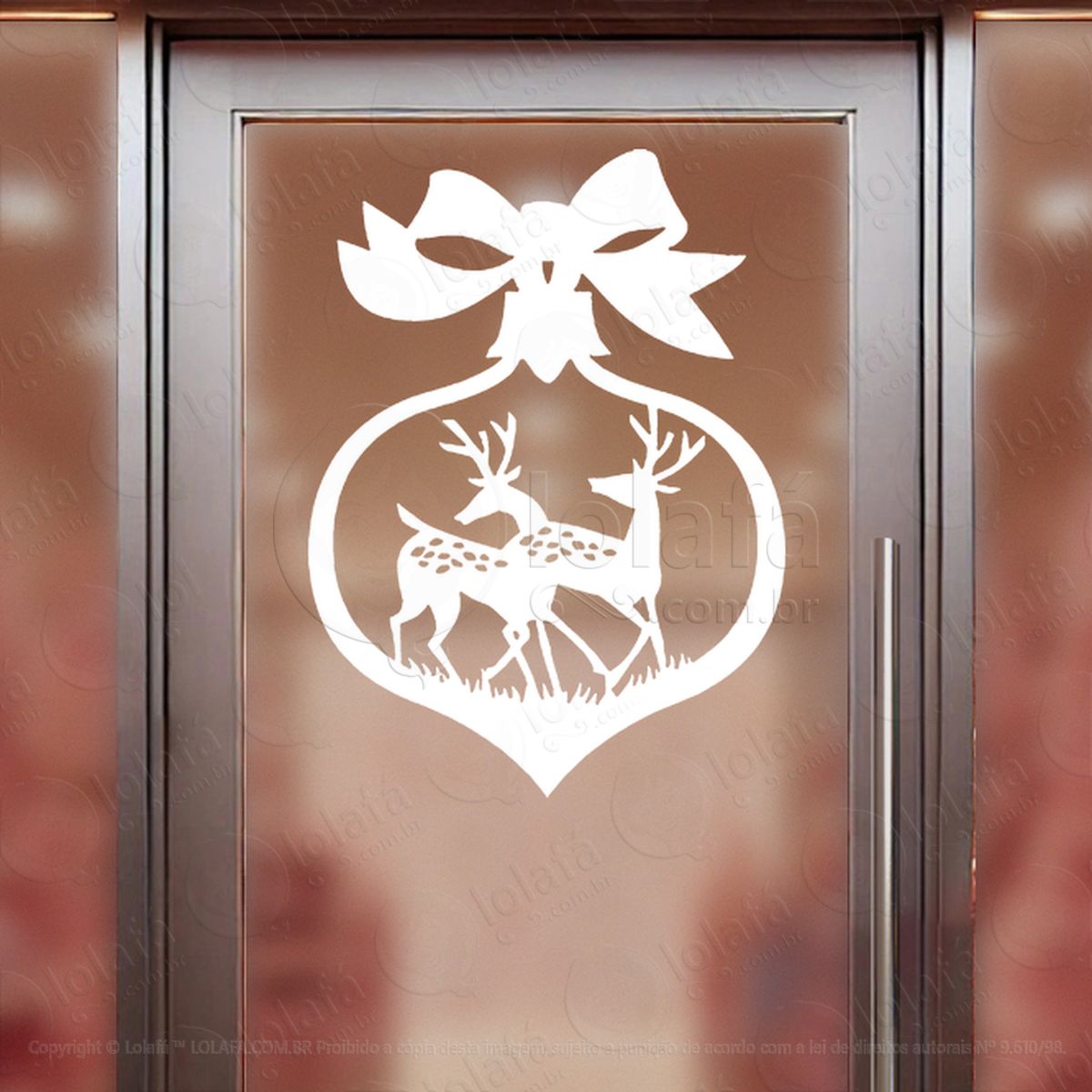 bola de natal com renas e laço adesivos de natal mod:269