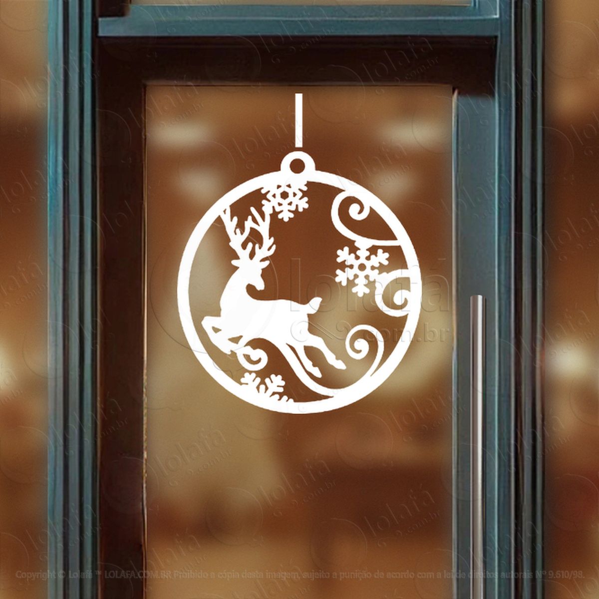 bola de natal rena e flocos de neve adesivos de natal mod:270