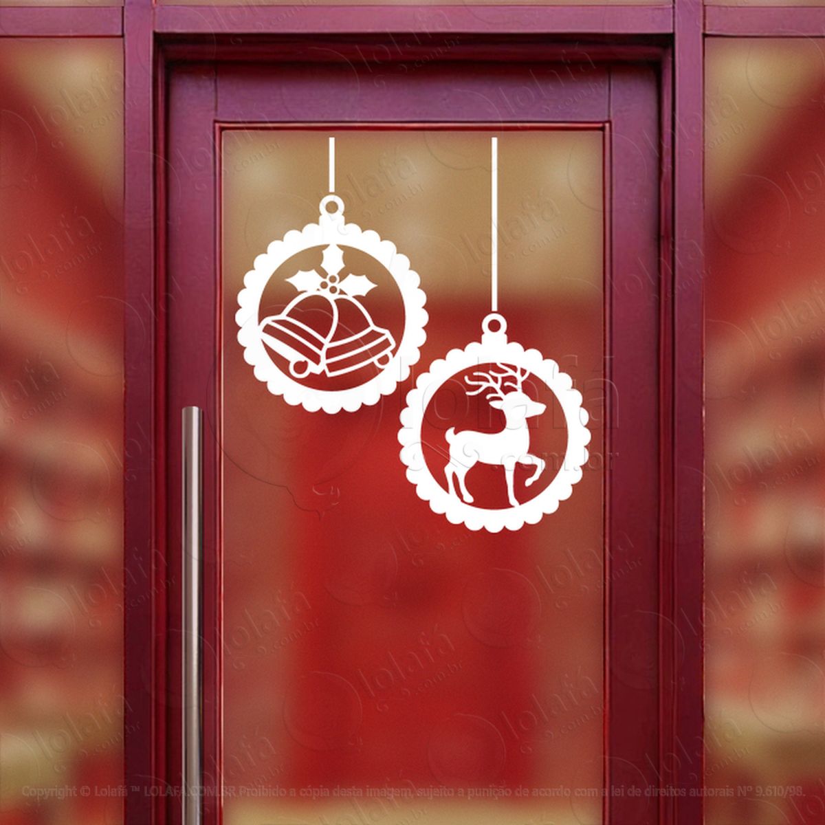 Bolas de Natal com Rena e Sinos Adesivos De Natal Mod:271