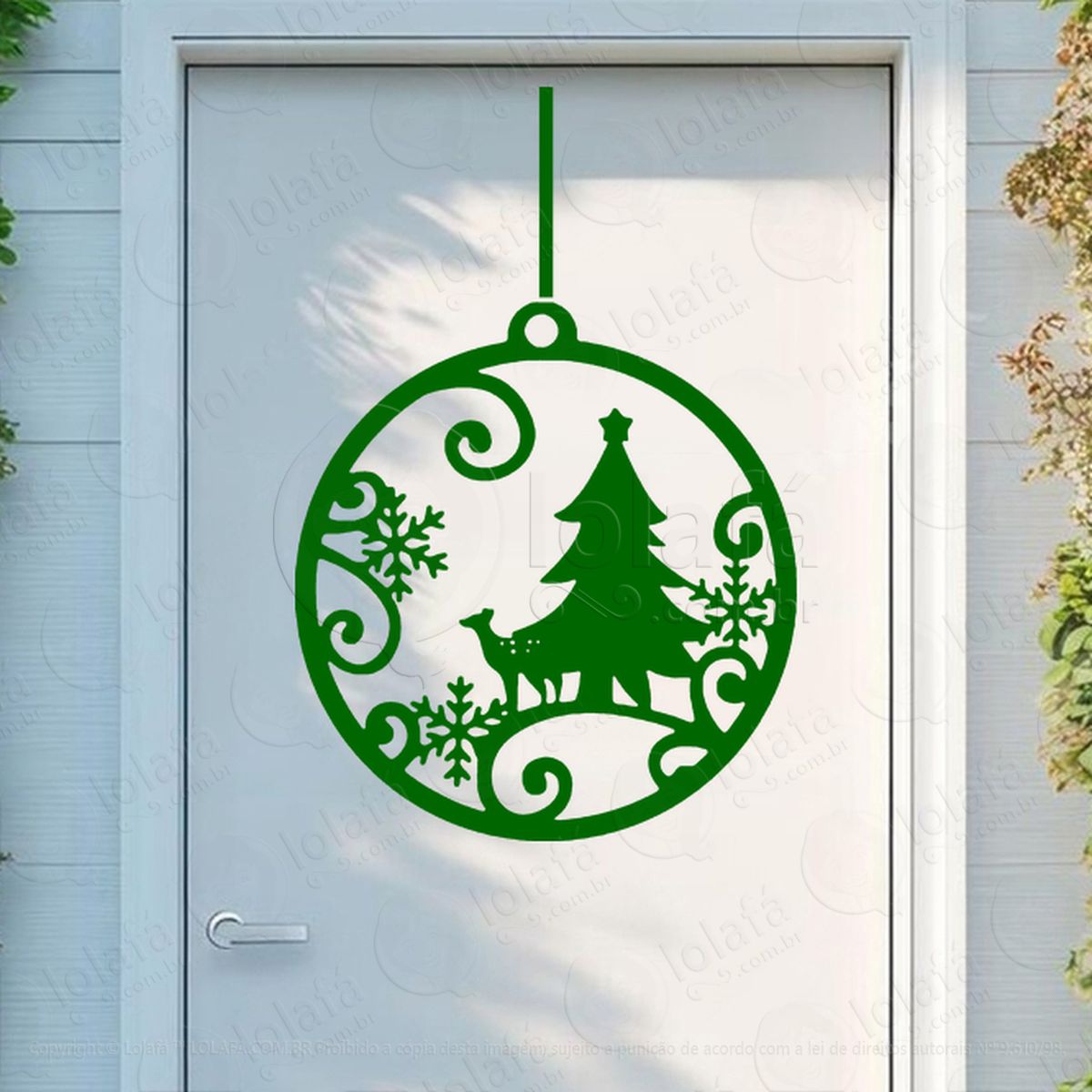bola de natal com rena e Árvore adesivos de natal mod:273