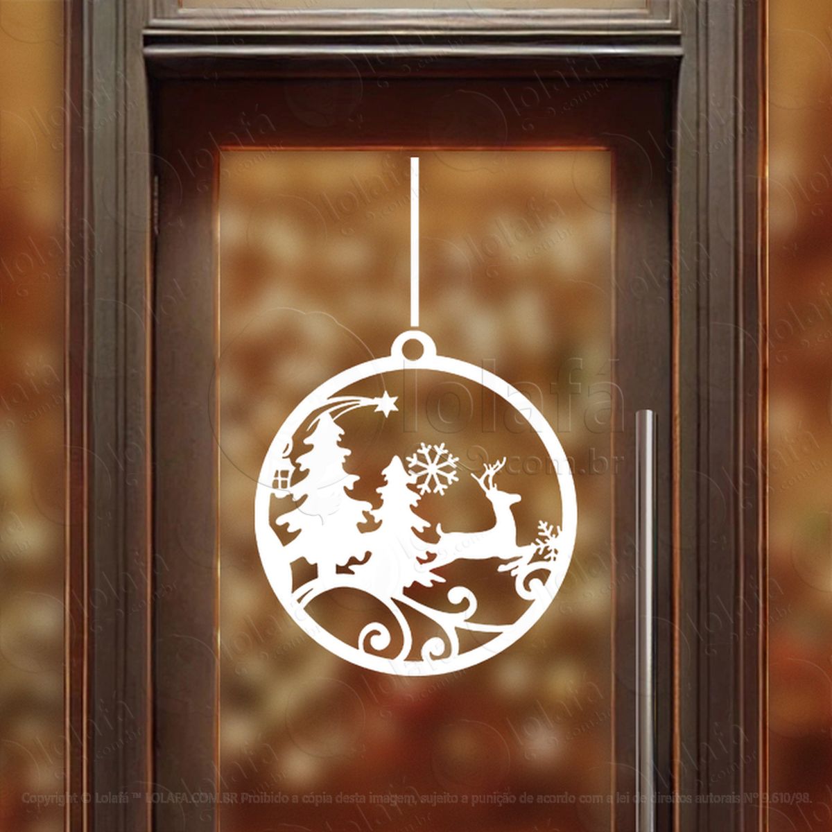 bola de natal com rena e Árvore adesivos de natal mod:274