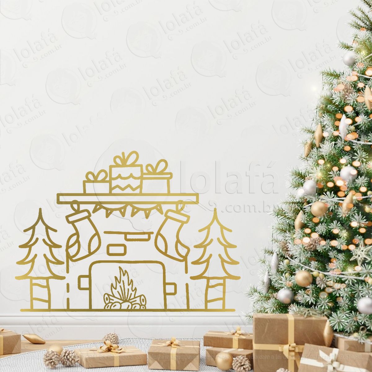 cenário lareira de natal adesivos de natal mod:298