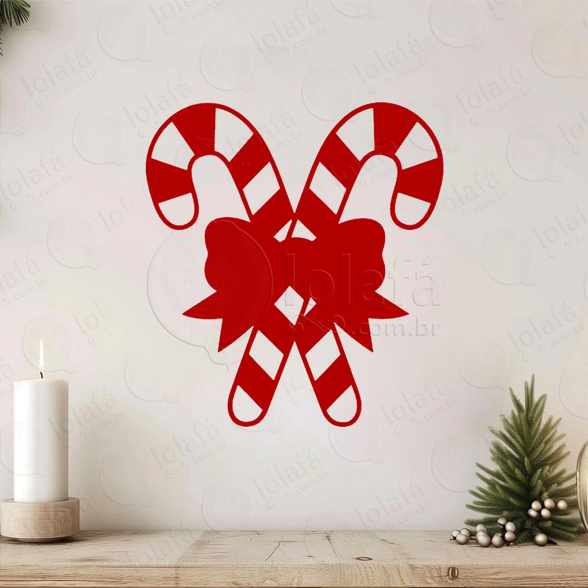 bengalas de natal com laço adesivos de natal mod:299