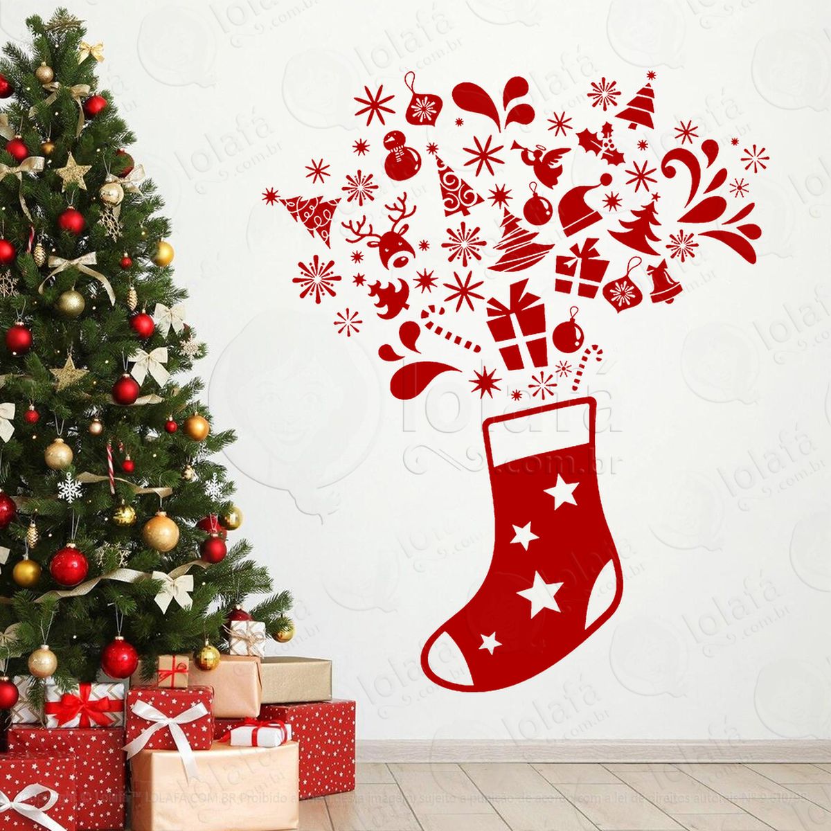 meias de natal com enfeites adesivos de natal mod:310