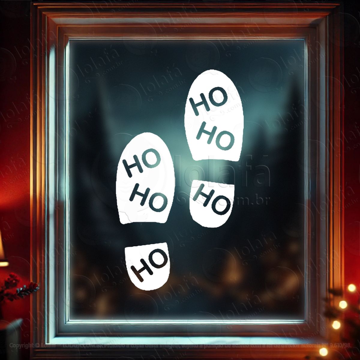 pegadas do papai noel ho ho ho adesivos de natal mod:313