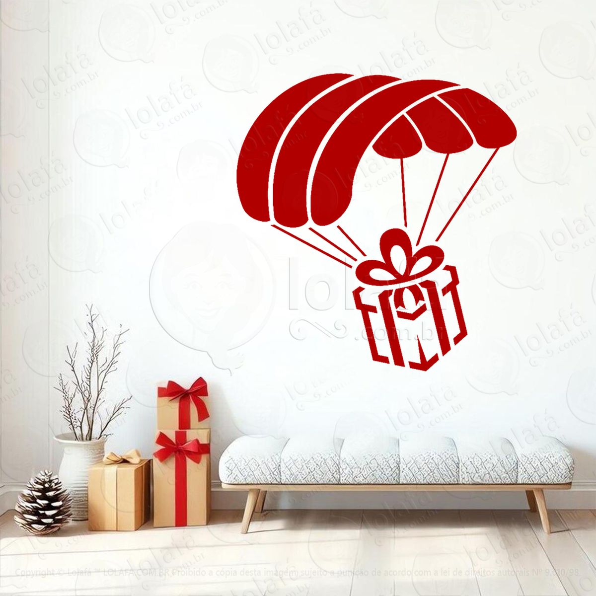 presente caindo de paraquedas adesivos de natal mod:322
