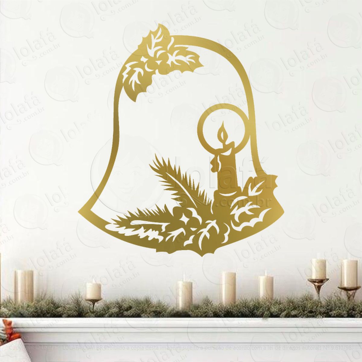 sino de natal com vela adesivos de natal mod:344