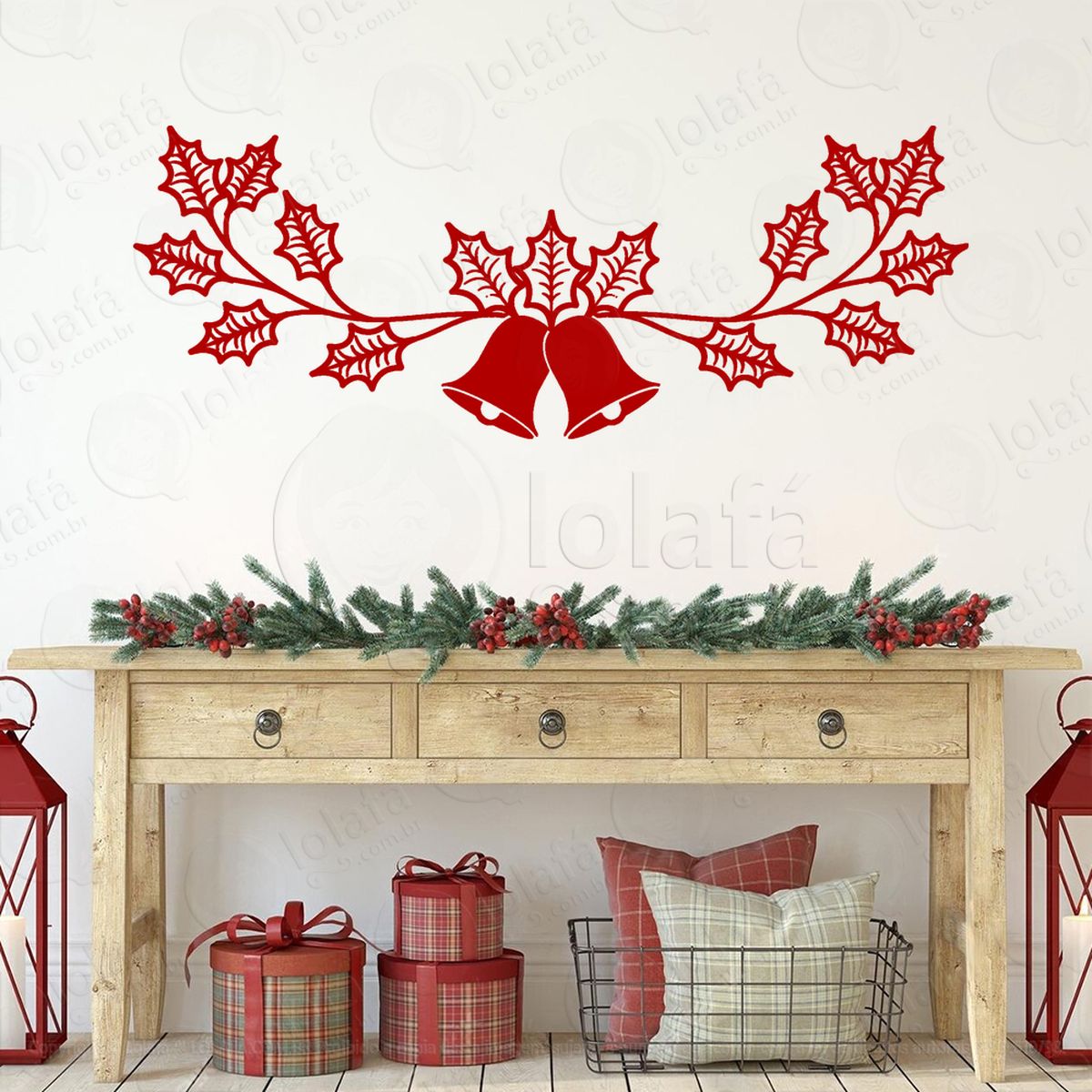 sinos de natal com galhos adesivos de natal mod:348