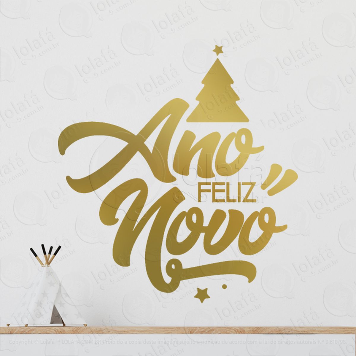 frase feliz ano novo adesivos de natal mod:364