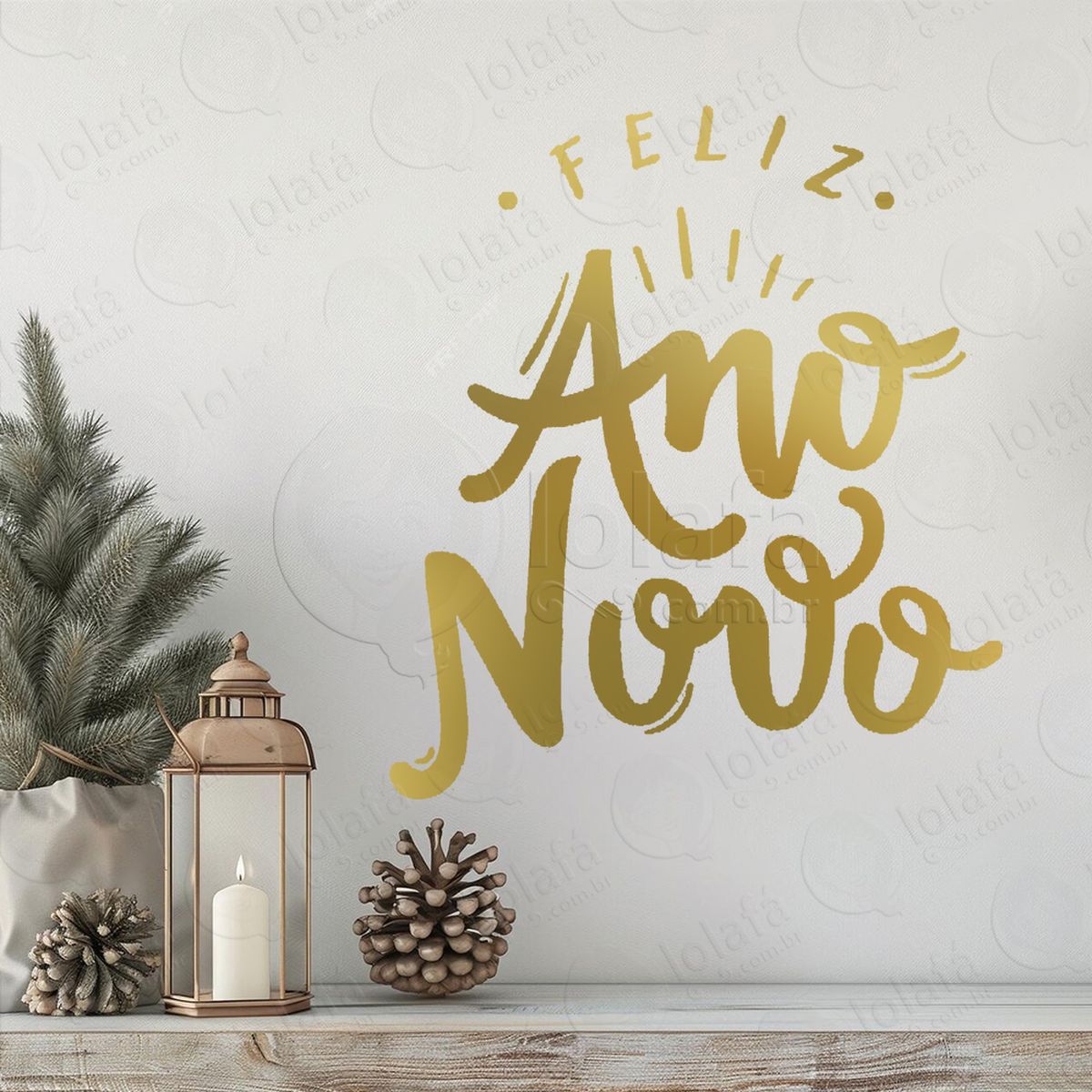 frase feliz ano novo adesivos de natal mod:372