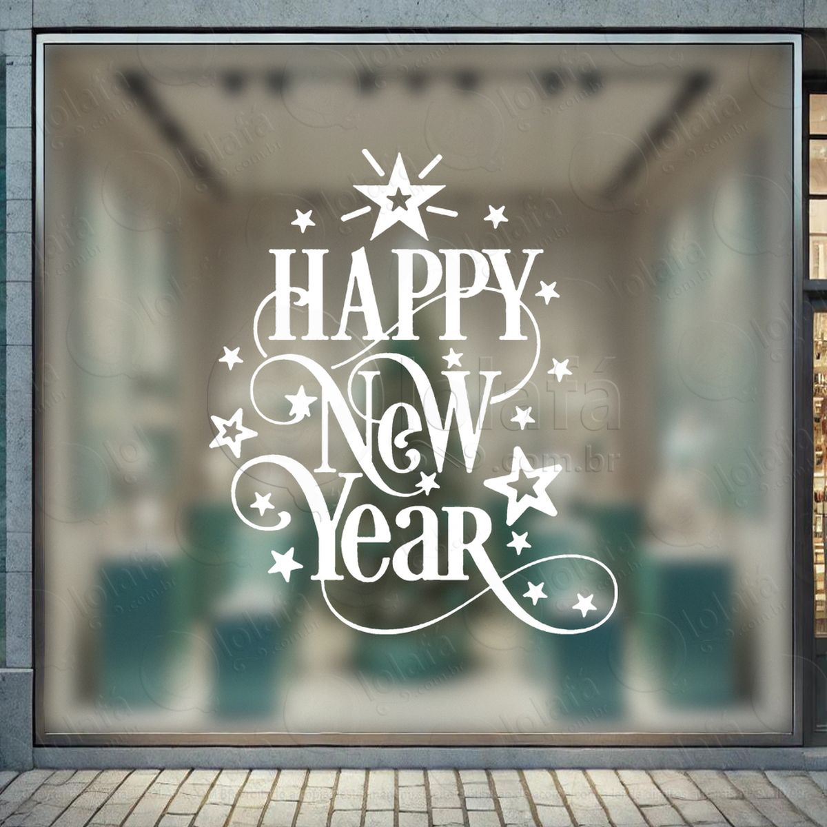frase happy new year adesivos de natal mod:381