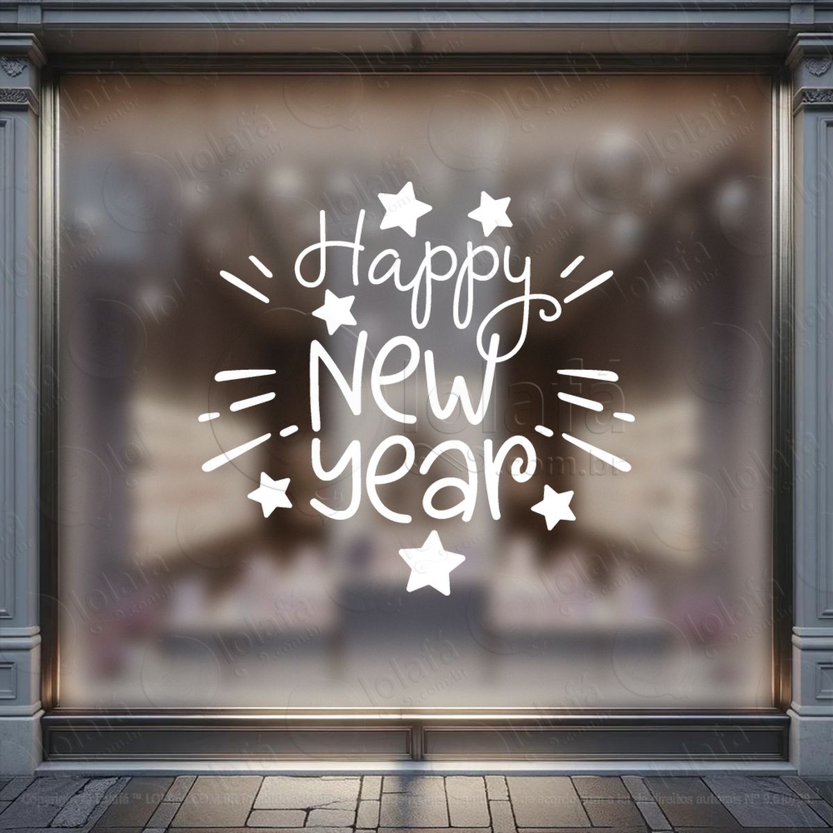 frase happy new year adesivos de natal mod:387