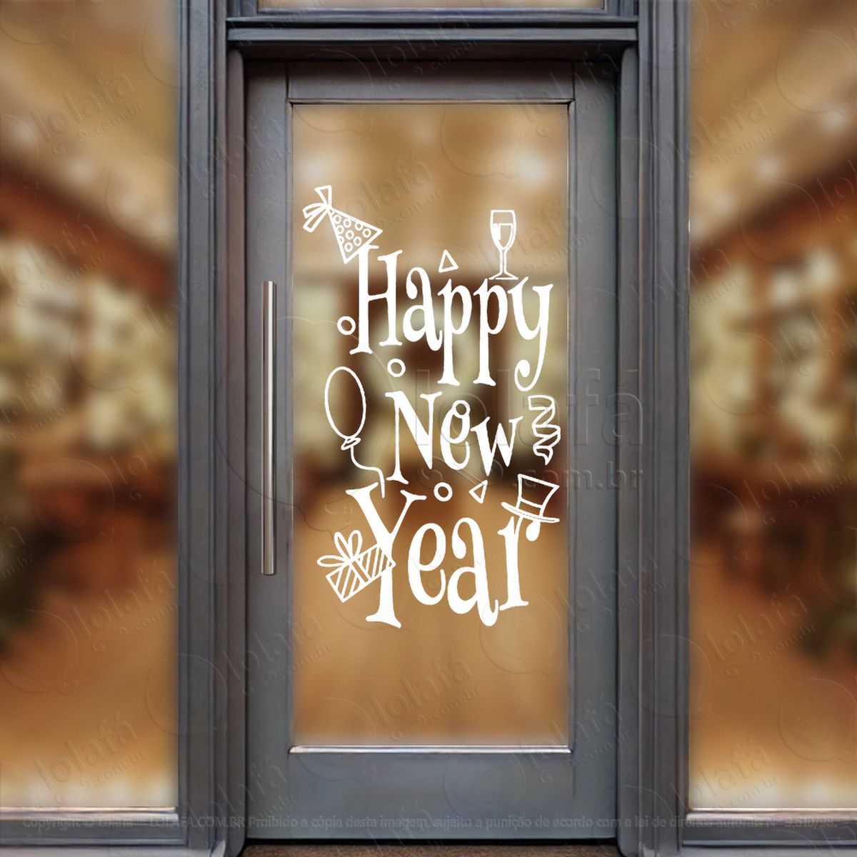 frase happy new year adesivos de natal mod:388