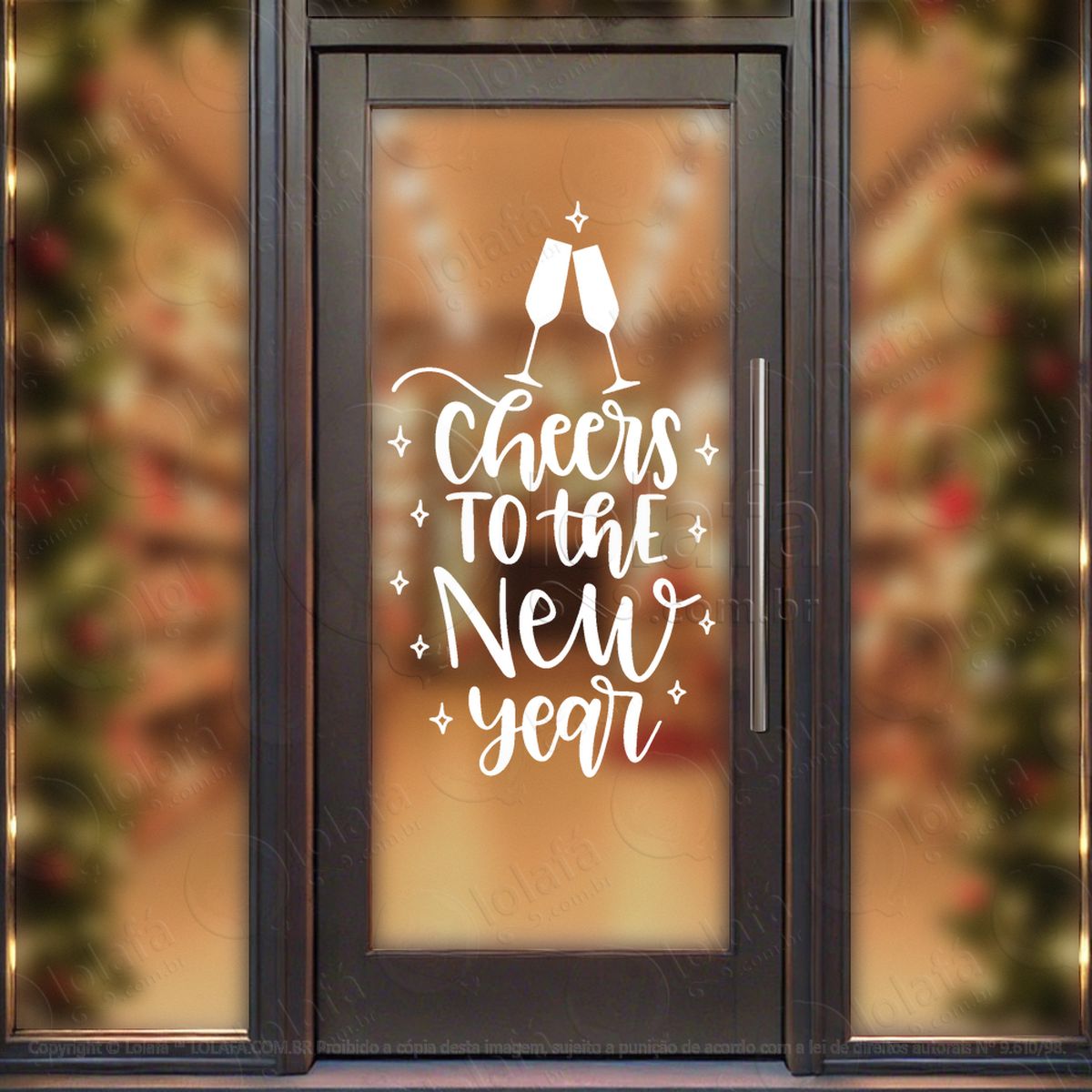 frase cheers to the happy new year adesivos de natal mod:389