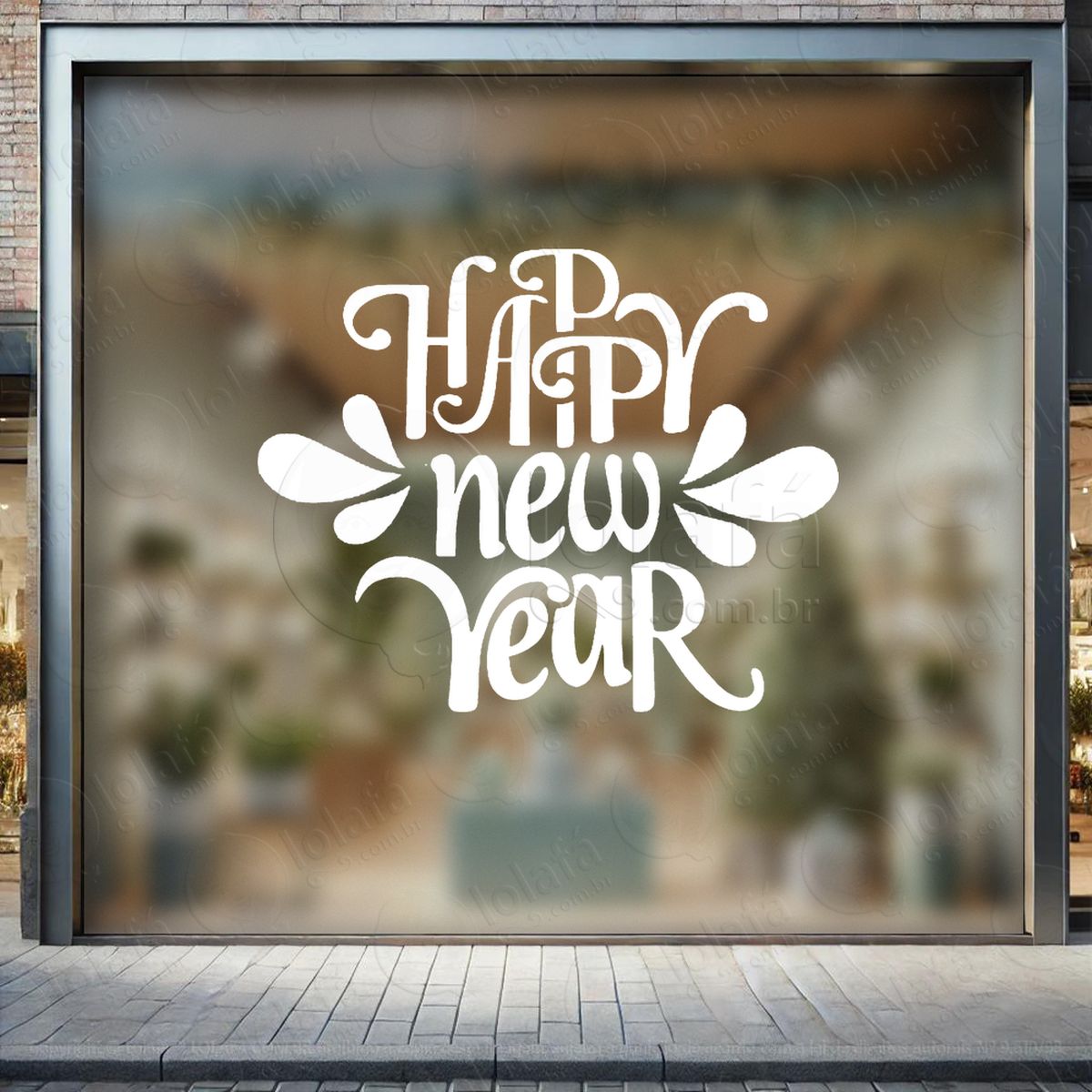 frase happy new year adesivos de natal mod:394
