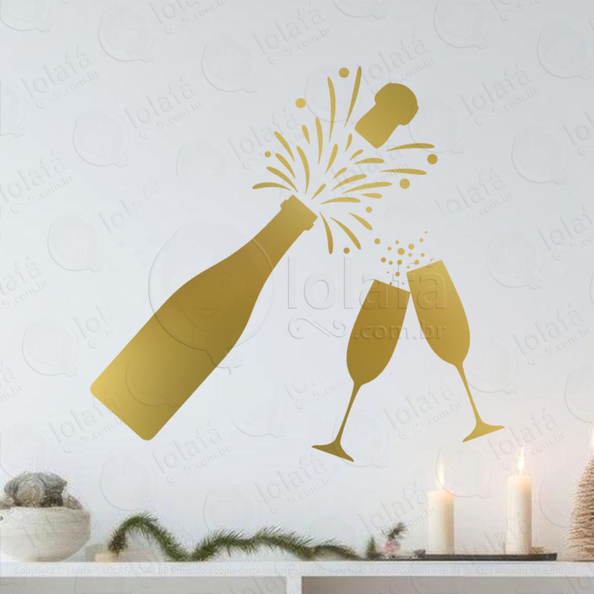 champagne e taças ano novo adesivos de natal mod:399