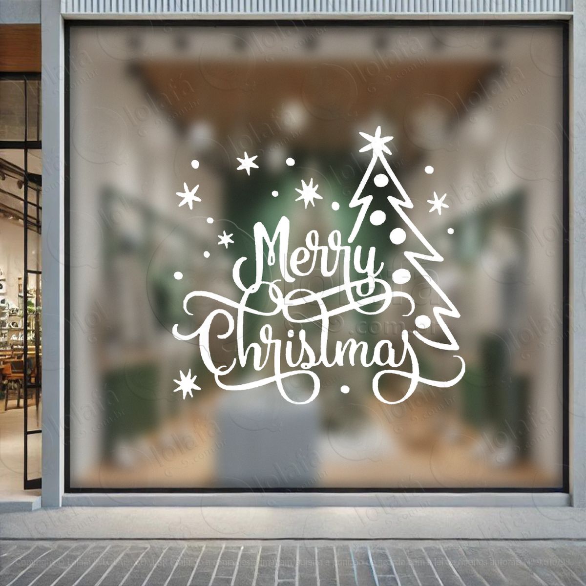 frase merry christmas e Árvore adesivos de natal mod:401