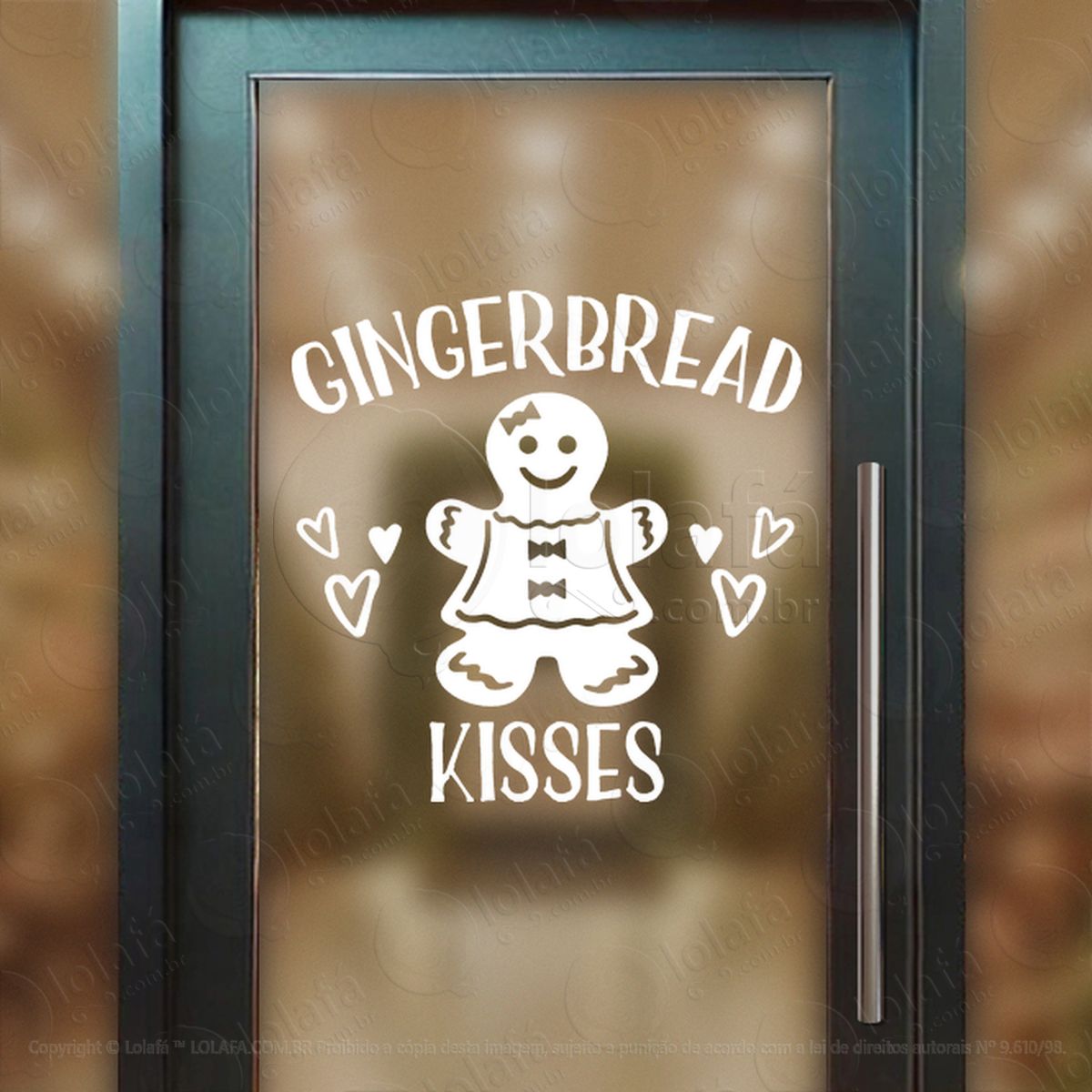 frase gingerbread kisses adesivos de natal mod:405