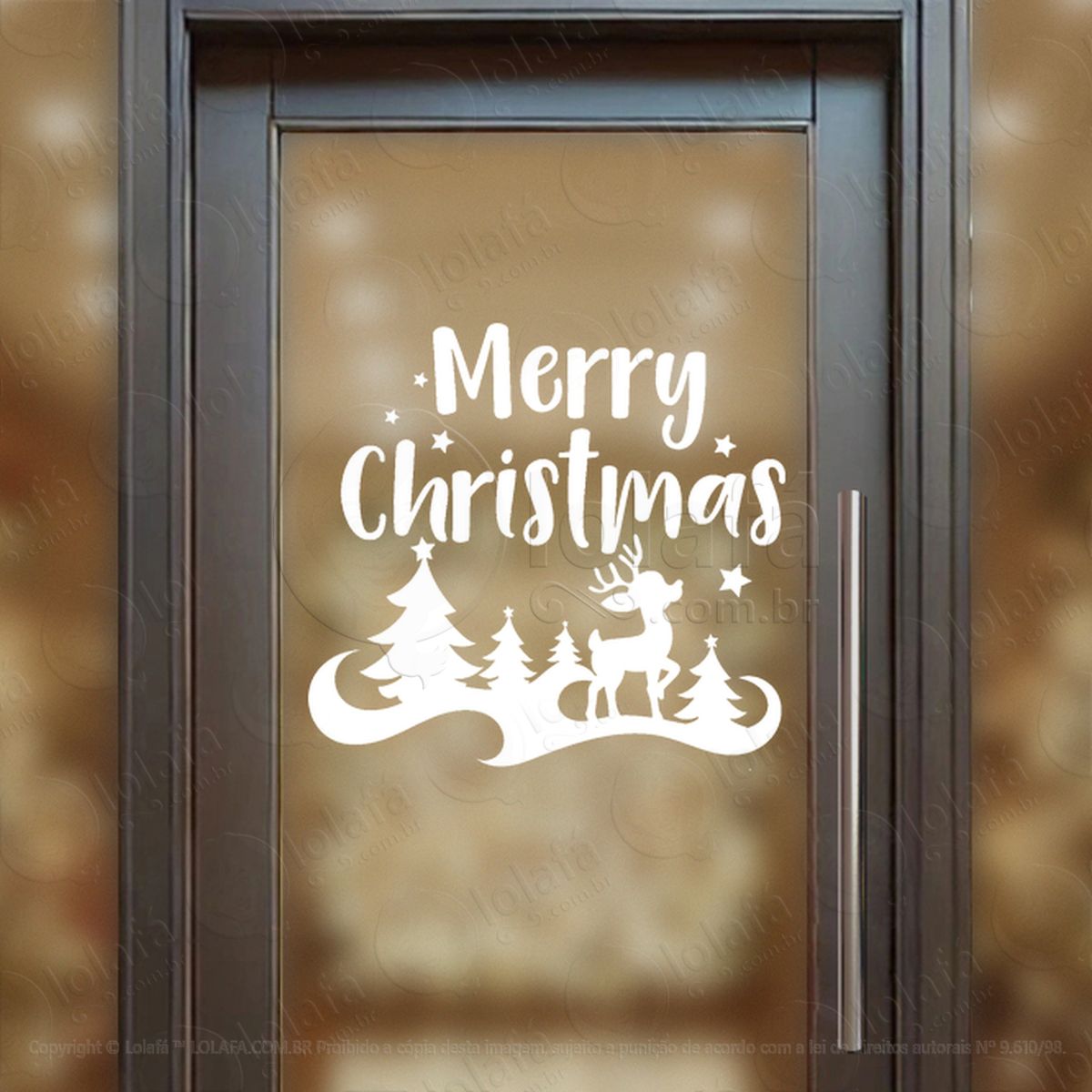 frase merry christmas cenário rena adesivos de natal mod:409