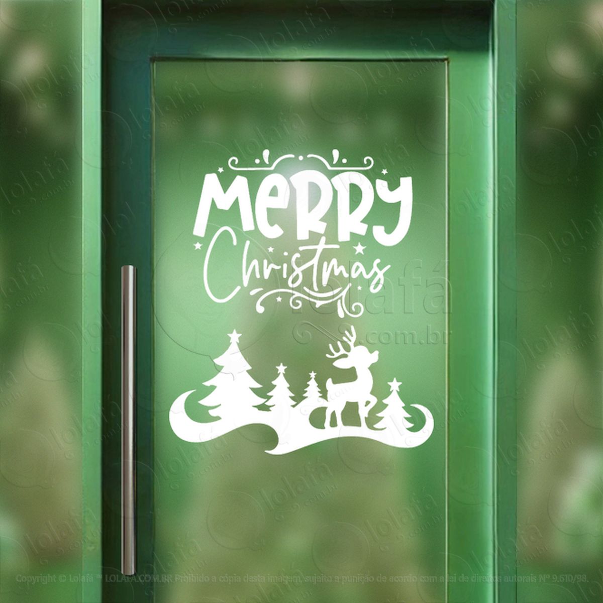 frase merry christmas cenário rena adesivos de natal mod:410
