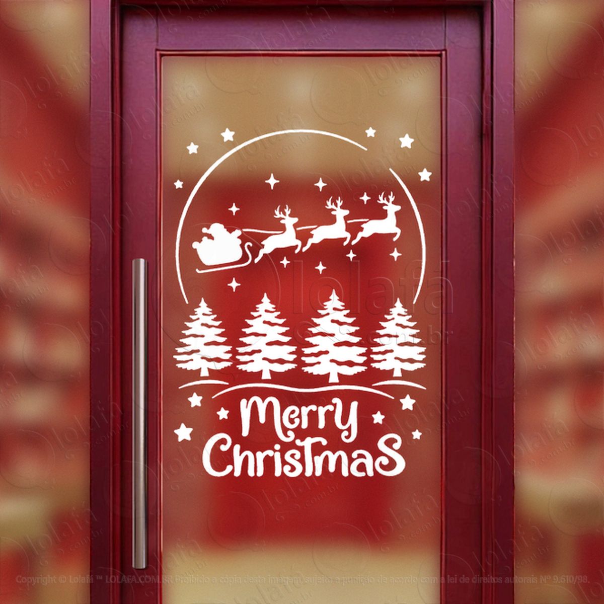 frase merry christmas trenó Árvores adesivos de natal mod:411
