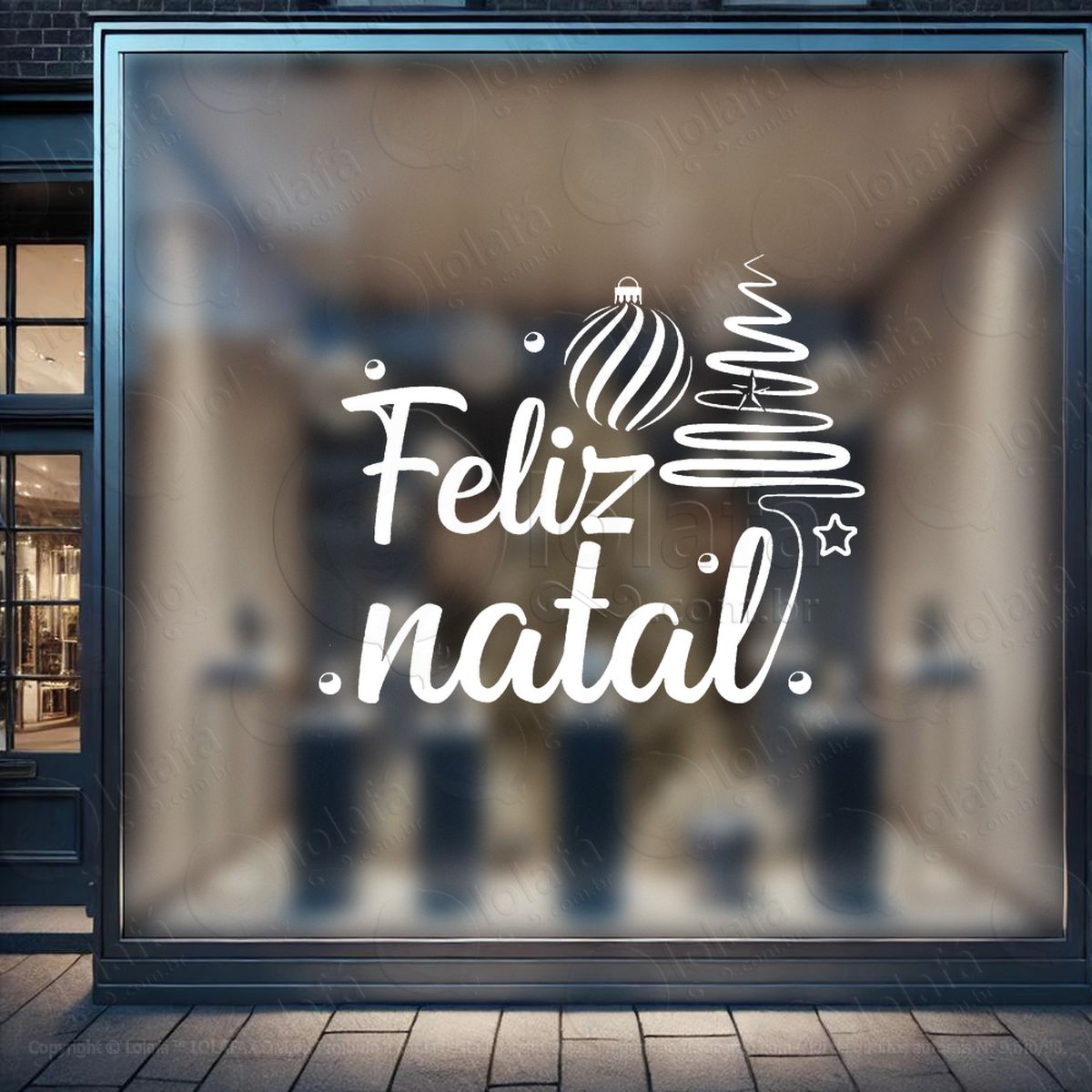 frase feliz natal e Árvore de natal adesivos de natal mod:419