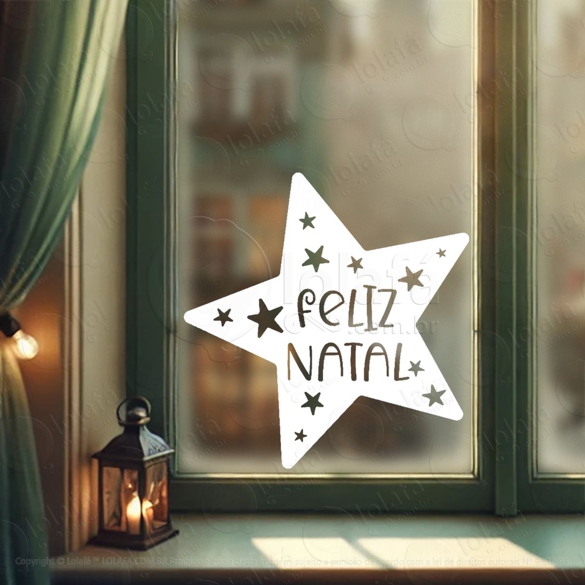 frase feliz natal na estrela adesivos de natal mod:424