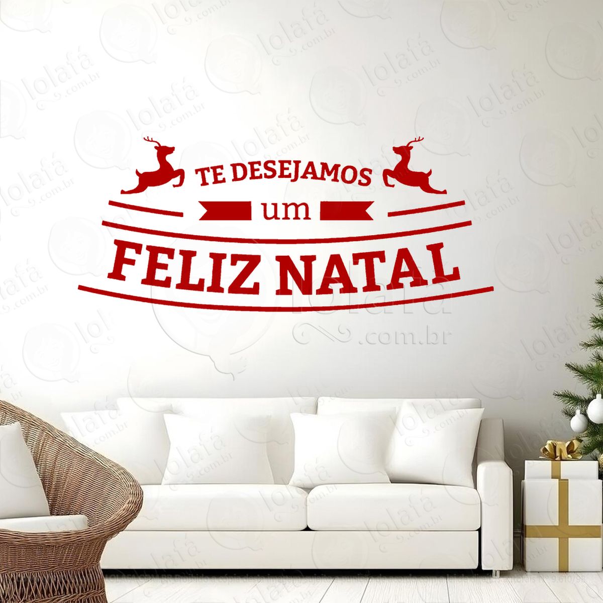 frase te desejamos um feliz natal adesivos de natal mod:430