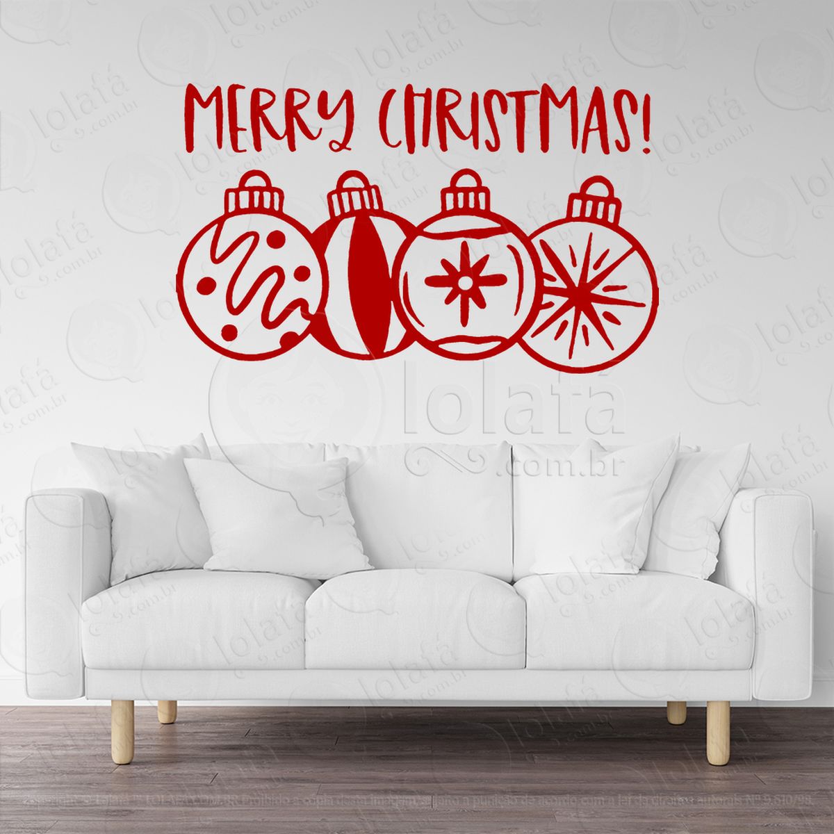 frase merry christmas e bolas adesivos de natal mod:443