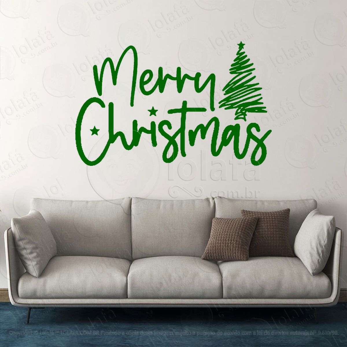 frase merry christmas e Árvore adesivos de natal mod:444