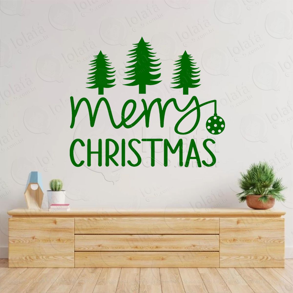 frase merry christmas e Árvores adesivos de natal mod:445