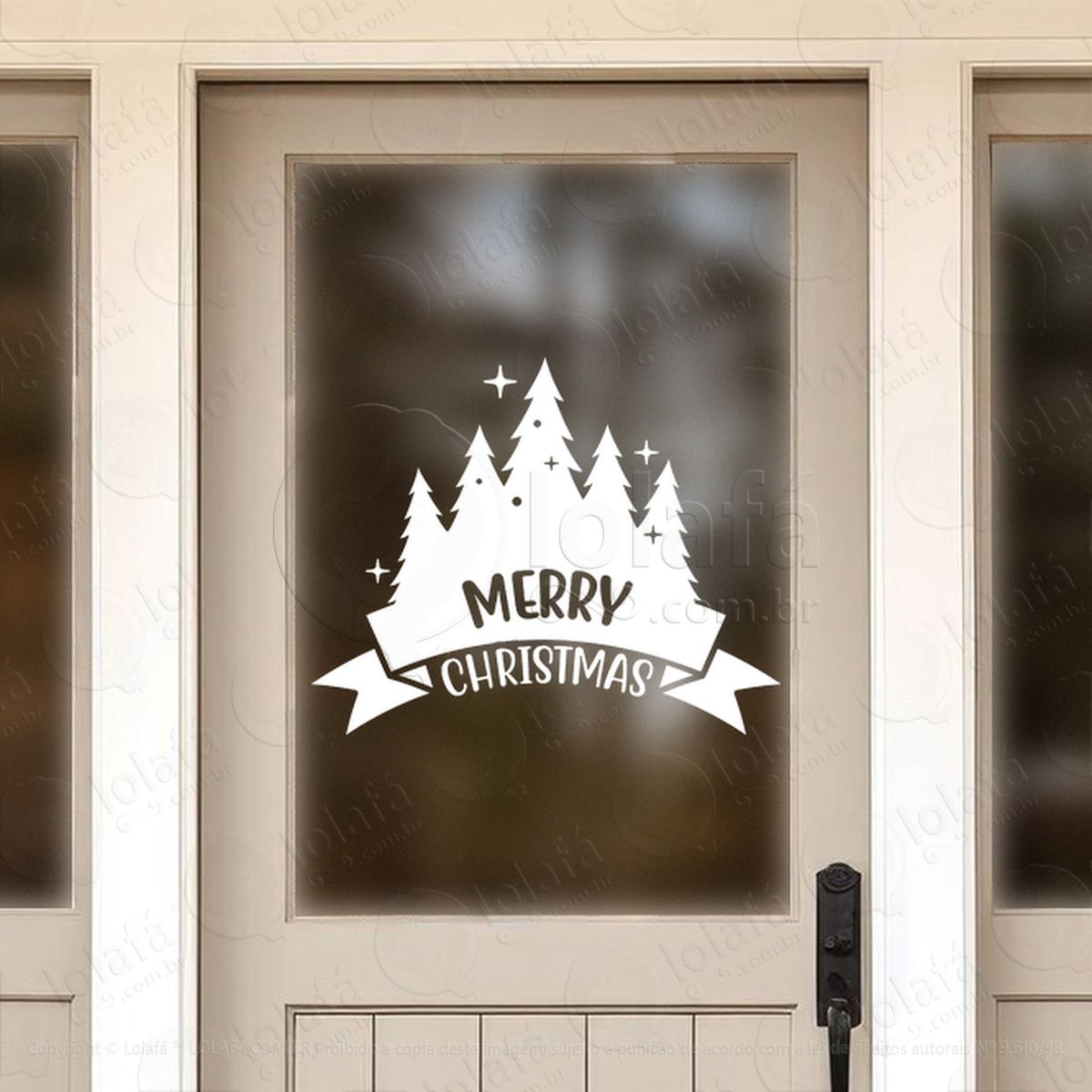 frase merry christmas e Árvores adesivos de natal mod:448