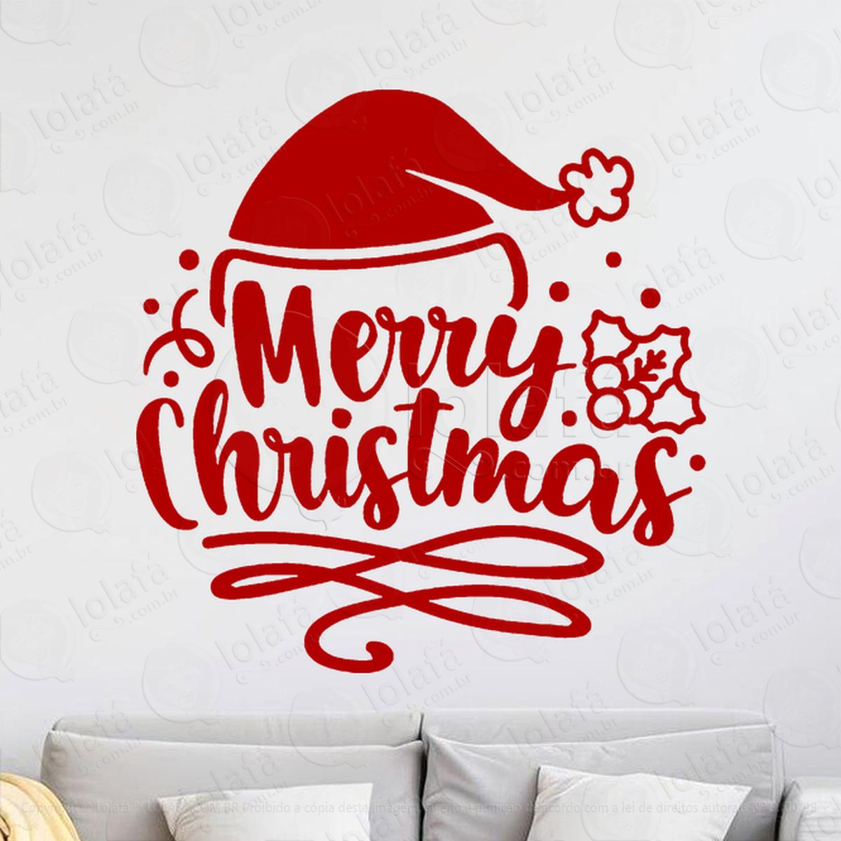 frase merry christmas gorro do noel adesivos de natal mod:450