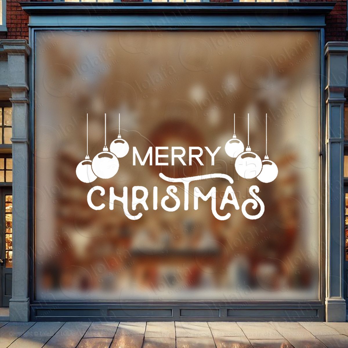 frase merry christmas e bolas adesivos de natal mod:453