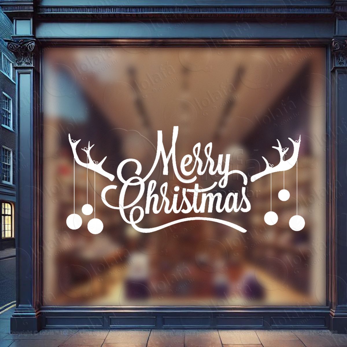 frase merry christmas e bolas adesivos de natal mod:457