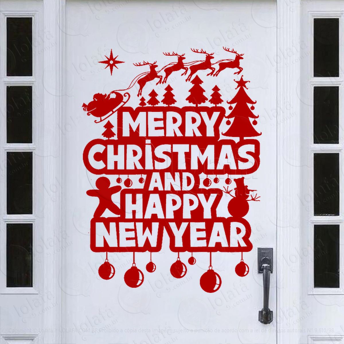 frase merry christmas & new year adesivos de natal mod:467