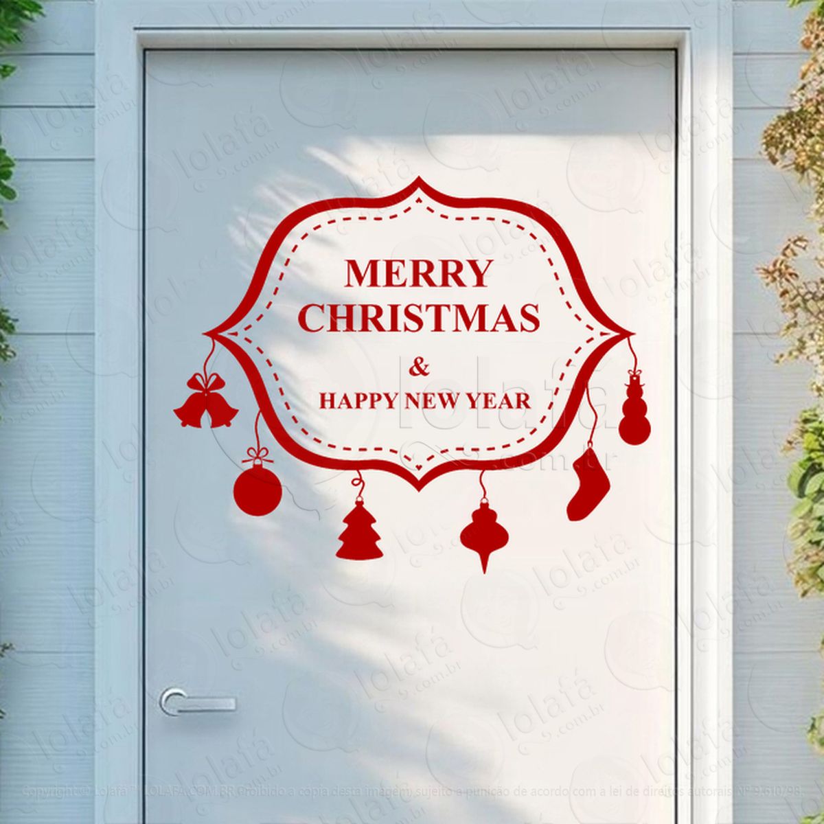 frase merry christmas & new year adesivos de natal mod:468