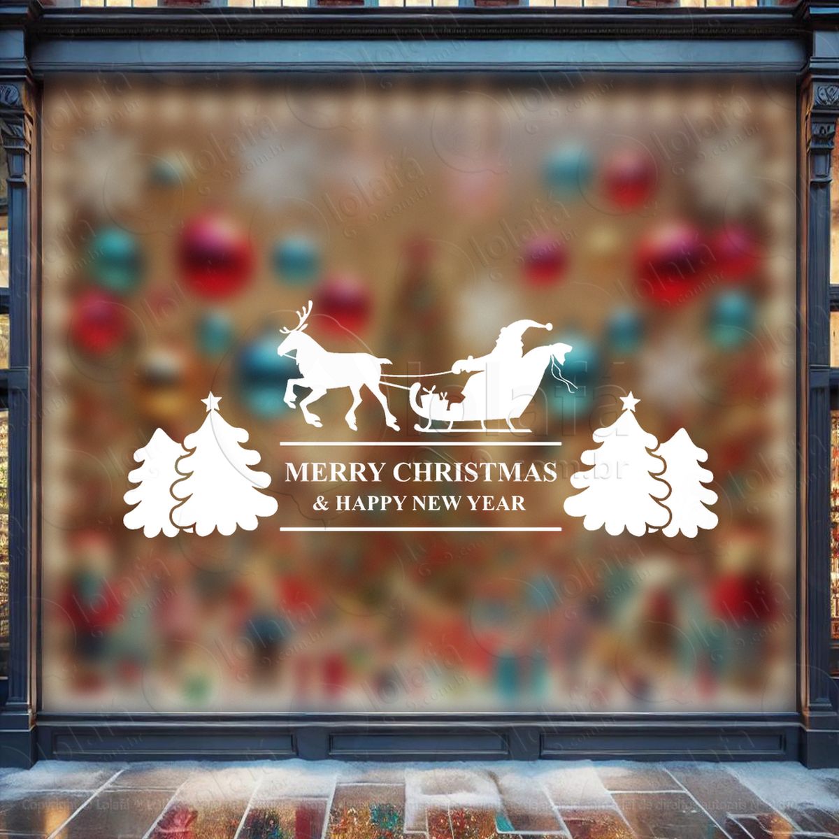 frase merry christmas & new year adesivos de natal mod:469