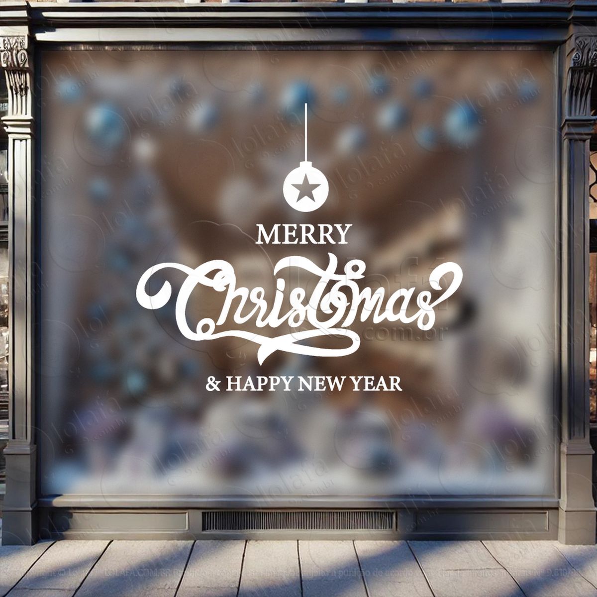 frase merry christmas & new year adesivos de natal mod:471