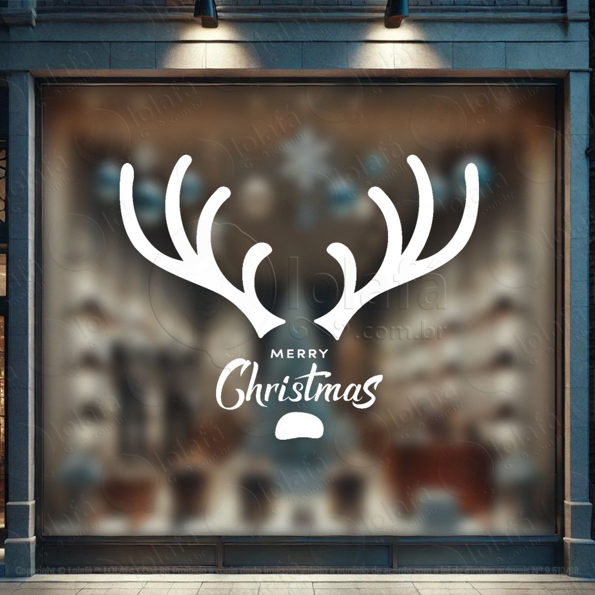 frase merry christmas e rena adesivos de natal mod:475