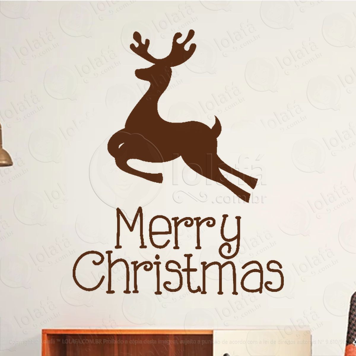 frase merry christmas e rena adesivos de natal mod:478