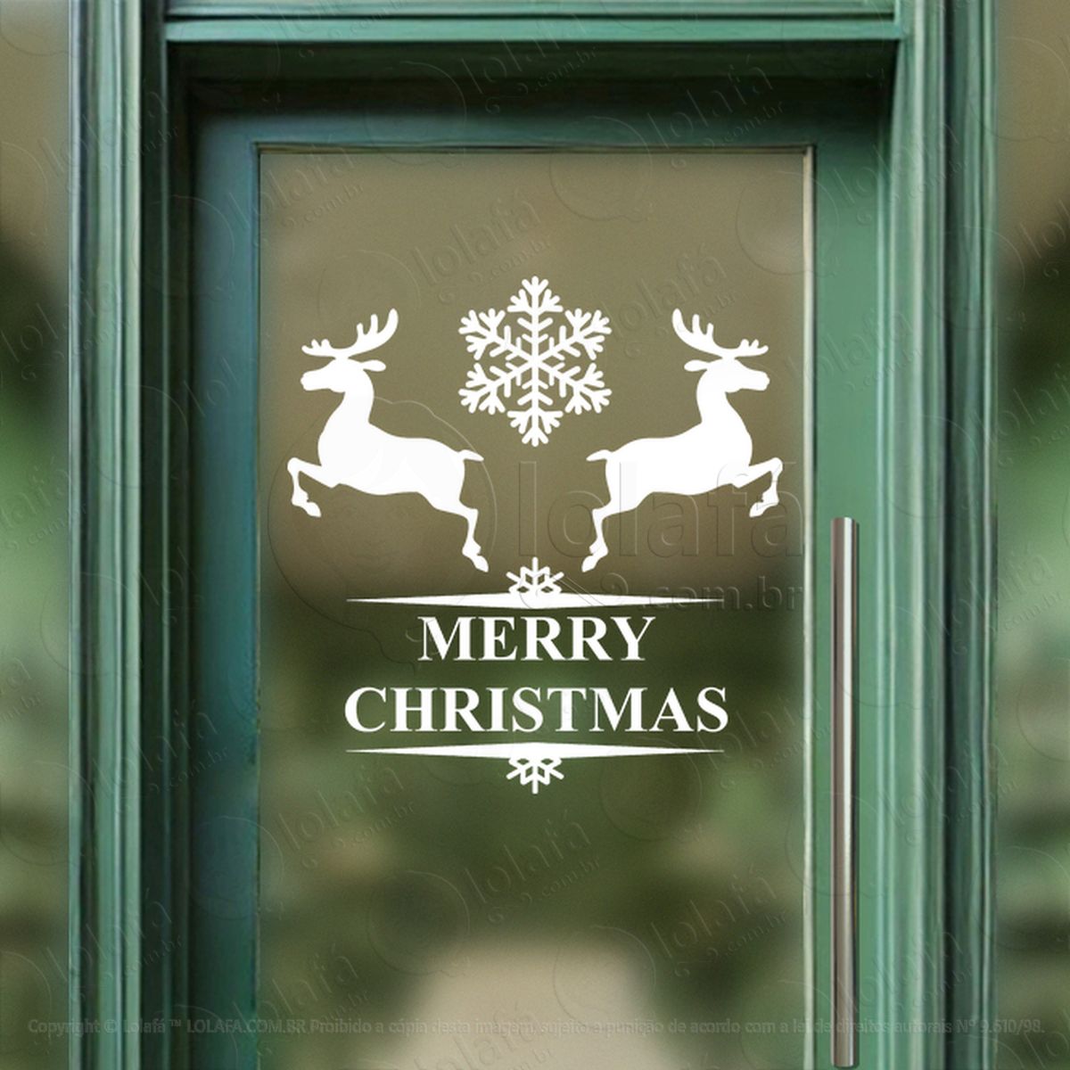 frase merry christmas e renas adesivos de natal mod:480
