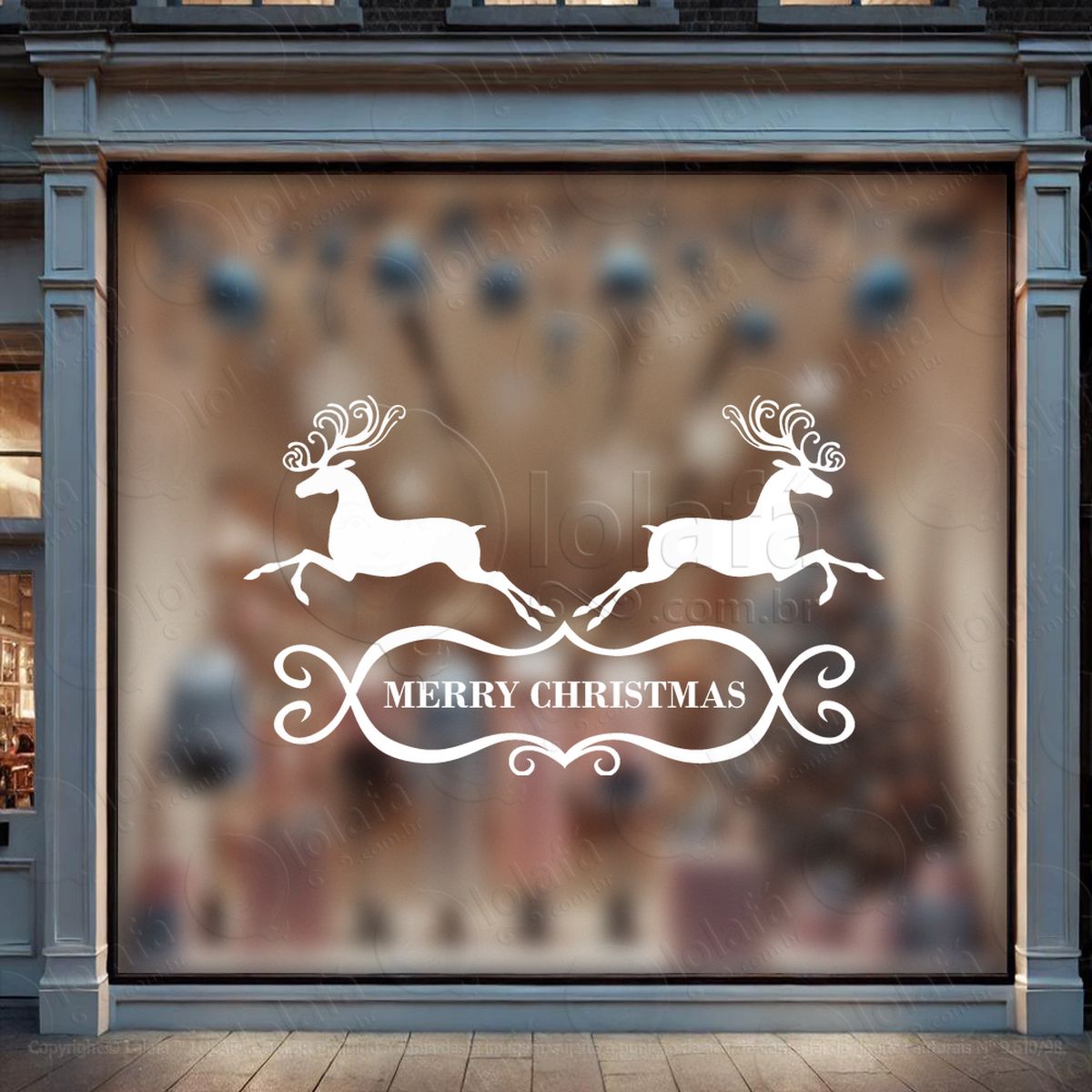 frase merry christmas e renas adesivos de natal mod:482