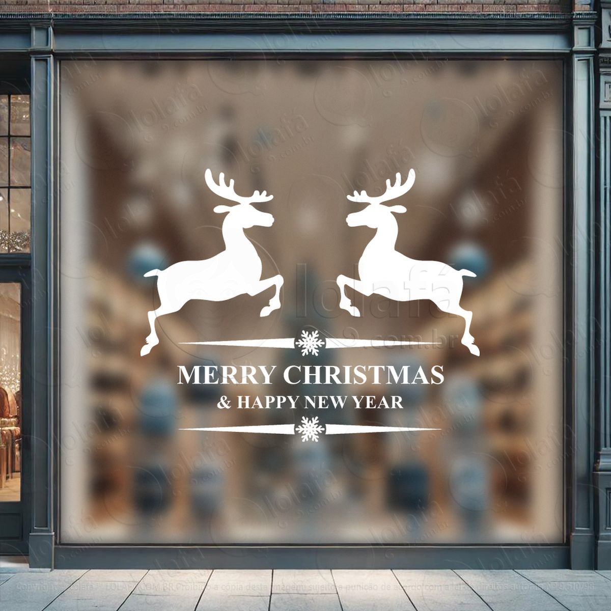 frase merry christmas & new year adesivos de natal mod:483