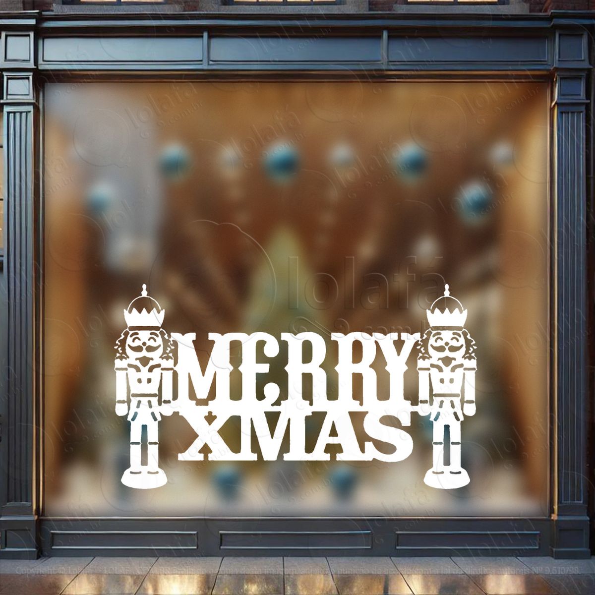 frase merry xmas e quebra-nozes adesivos de natal mod:485