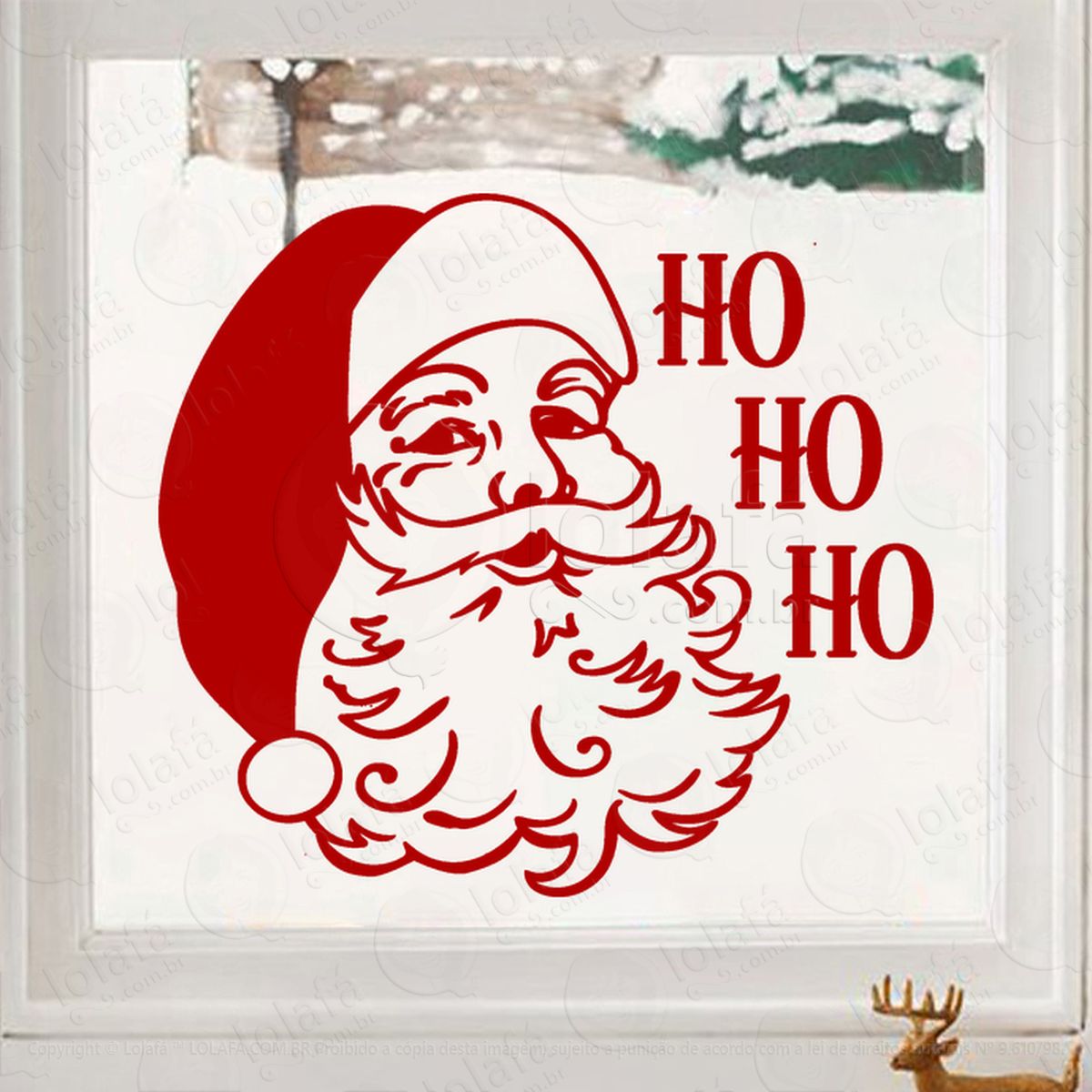 papai noel e frase ho ho ho adesivos de natal mod:500