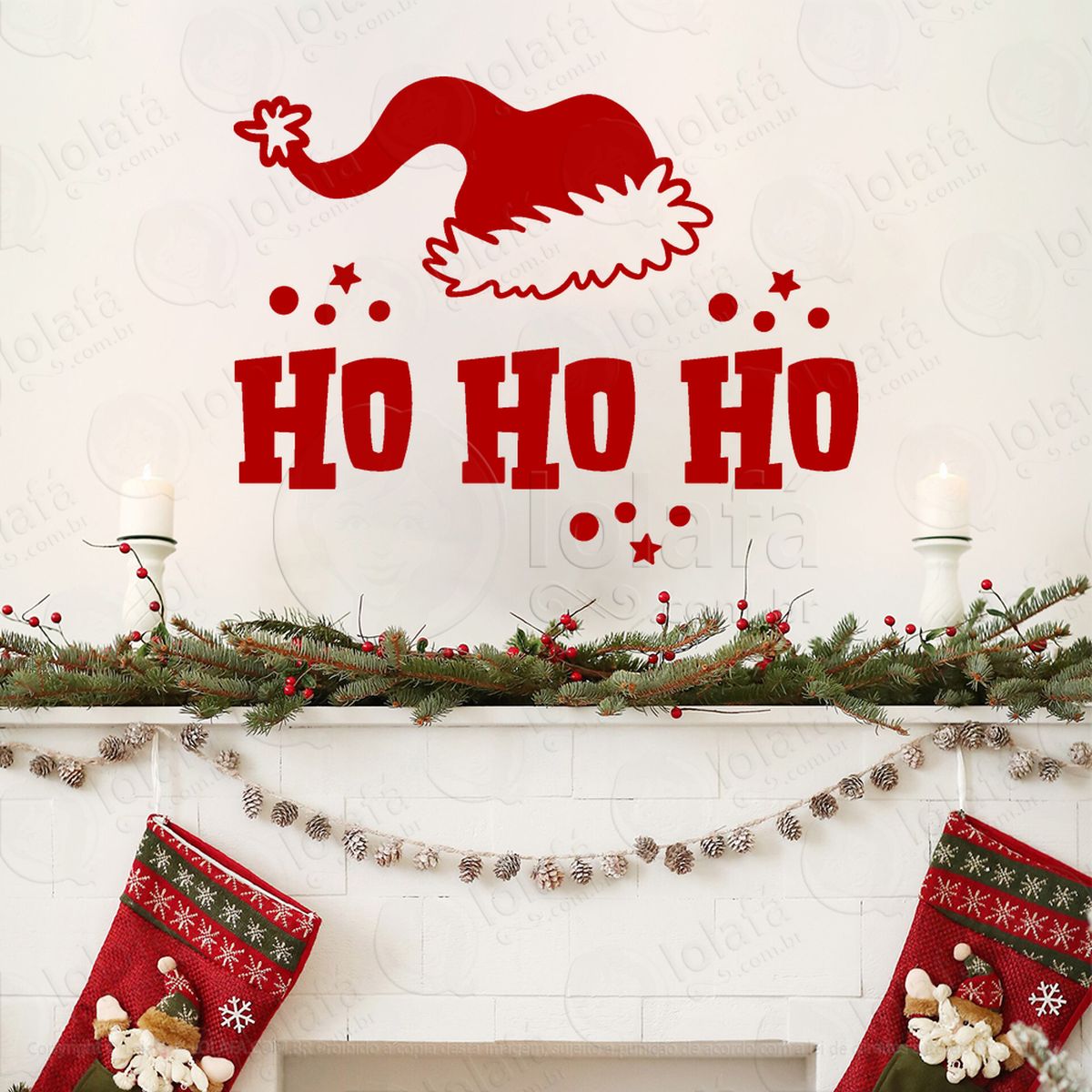 trenó do papai noel frase ho ho ho adesivos de natal mod:503