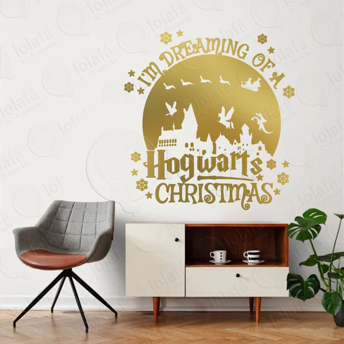 frase dreaming hogwarts christmas adesivos de natal mod:504